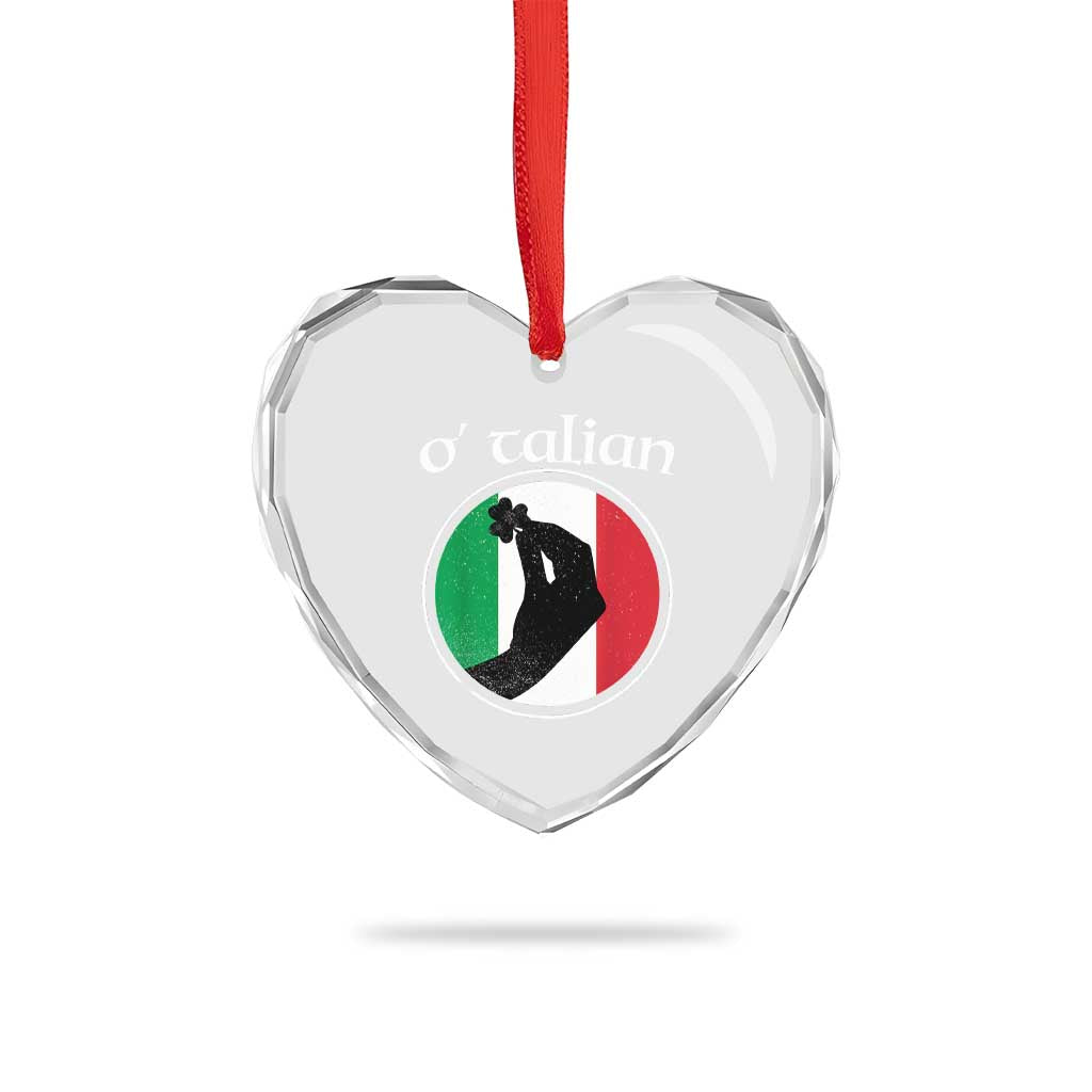 Funny O'Talian Heart Crystal Glass Ornament St Patrick's Day Italian Pinched Fingers Shamrock - Wonder Print Shop