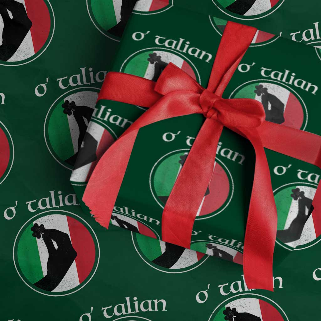 Funny O'Talian Wrapping Paper Roll St Patrick's Day Italian Pinched Fingers Shamrock - Wonder Print Shop