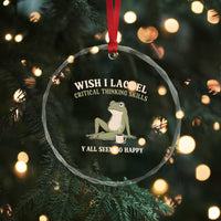 Funny Overthinking Frog Drinking Coffee Meme Crystal Glass Ornament What If Everyone Else Is Just Underthinking
