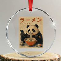 Funny Panda Eating Ramen Scrolling Phone Crystal Glass Ornament Japanese Art Aesthetic