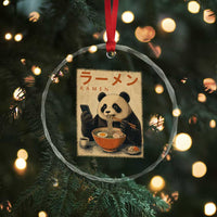 Funny Panda Eating Ramen Scrolling Phone Crystal Glass Ornament Japanese Art Aesthetic