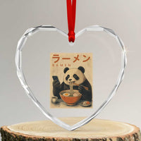 Funny Panda Eating Ramen Scrolling Phone Heart Crystal Glass Ornament Japanese Art Aesthetic