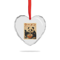 Funny Panda Eating Ramen Scrolling Phone Heart Crystal Glass Ornament Japanese Art Aesthetic