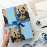Funny Panda Eating Ramen Scrolling Phone Wrapping Paper Roll Japanese Art Aesthetic