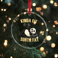 Funny Panda Weightlifting Workout Crystal Glass Ornament Kinda Fit Sorta Fat