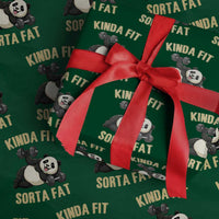 Funny Panda Weightlifting Workout Wrapping Paper Roll Kinda Fit Sorta Fat