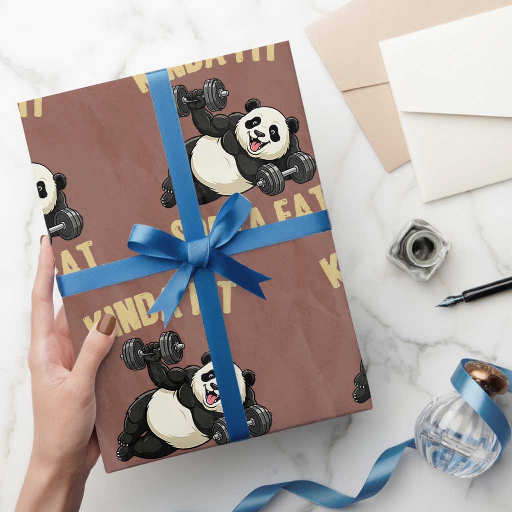 Funny Panda Weightlifting Workout Wrapping Paper Roll Kinda Fit Sorta Fat