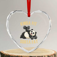 Funny Panda Weightlifting Workout Heart Crystal Glass Ornament Kinda Fit Sorta Fat