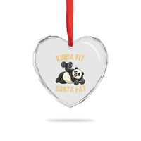Funny Panda Weightlifting Workout Heart Crystal Glass Ornament Kinda Fit Sorta Fat