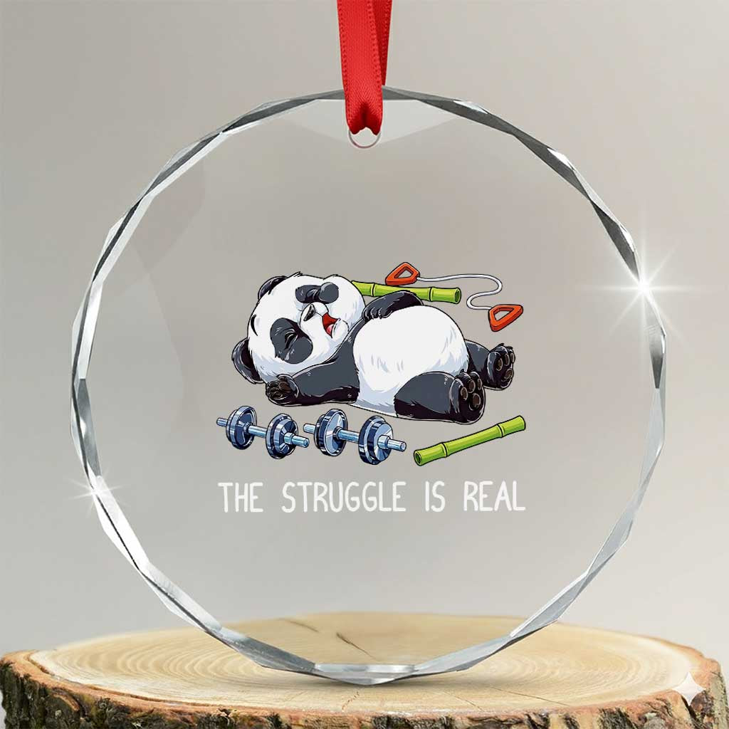 Funny Panda Workout Gift Crystal Glass Ornament The Struggle Is Real