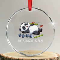 Funny Panda Workout Gift Crystal Glass Ornament The Struggle Is Real
