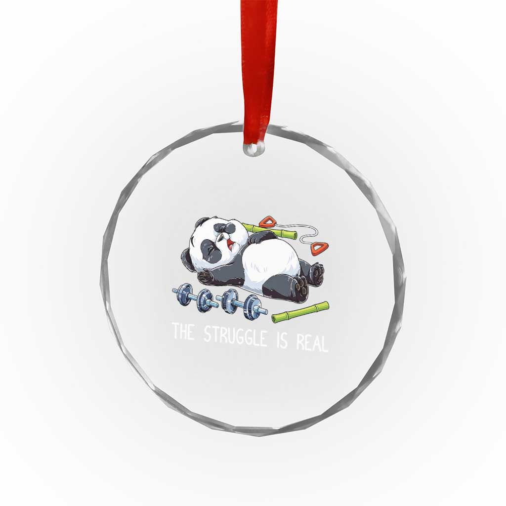 Funny Panda Workout Gift Crystal Glass Ornament The Struggle Is Real