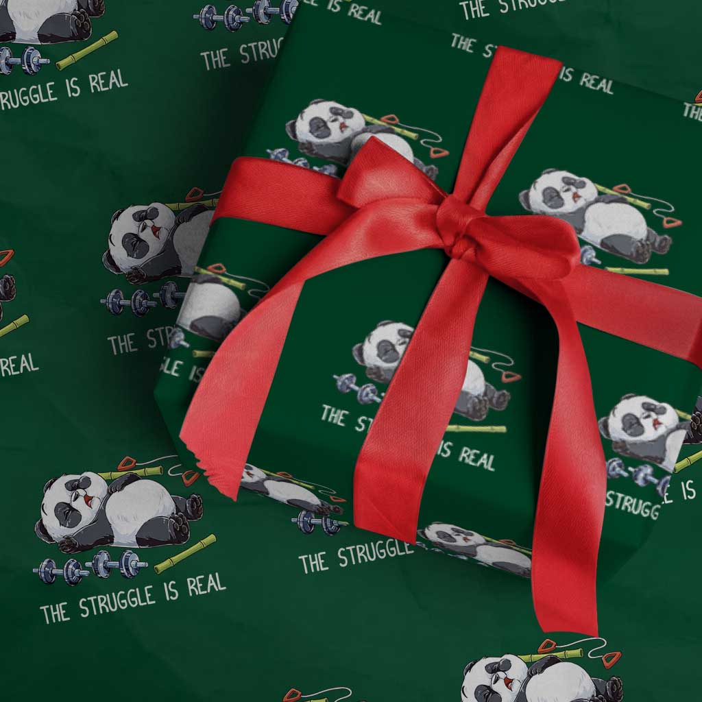 Funny Panda Workout Gift Wrapping Paper Roll The Struggle Is Real