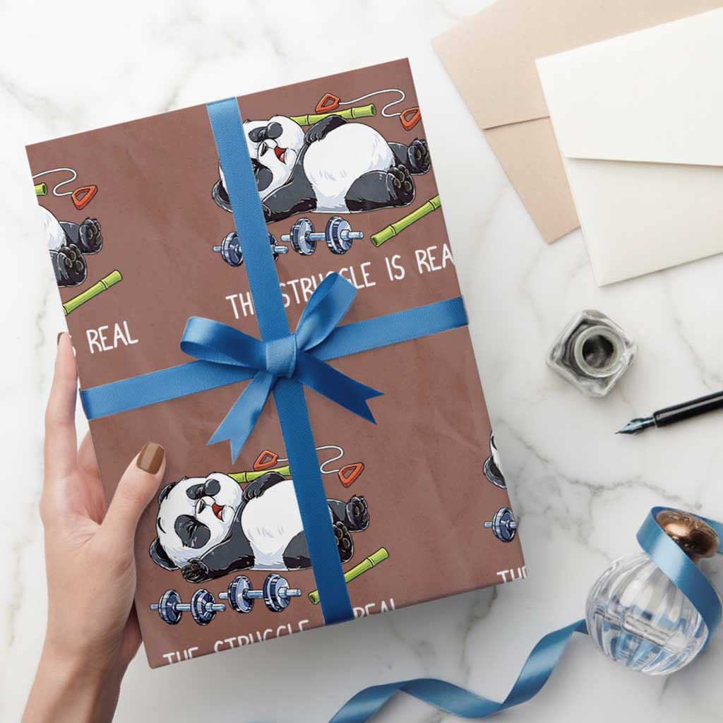Funny Panda Workout Gift Wrapping Paper Roll The Struggle Is Real