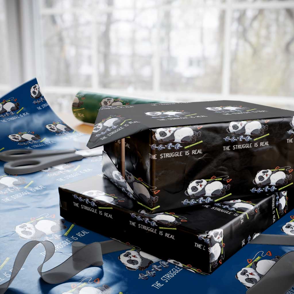 Funny Panda Workout Gift Wrapping Paper Roll The Struggle Is Real
