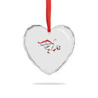 Funny Paraguay Soccer Heart Crystal Glass Ornament Goose Wearing Paraguayan Flag Patriotic Football Fan Graphic
