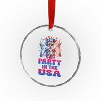 Funny Party In The USA Skeleton Rock Hand Crystal Glass Ornament 4th Of July Rocker Gift