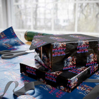 Funny Party In The USA Skeleton Rock Hand Wrapping Paper Roll 4th Of July Rocker Gift