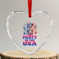 Funny Party In The USA Skeleton Rock Hand Heart Crystal Glass Ornament 4th Of July Rocker Gift