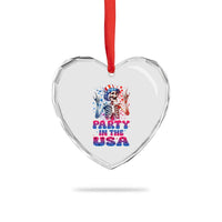 Funny Party In The USA Skeleton Rock Hand Heart Crystal Glass Ornament 4th Of July Rocker Gift