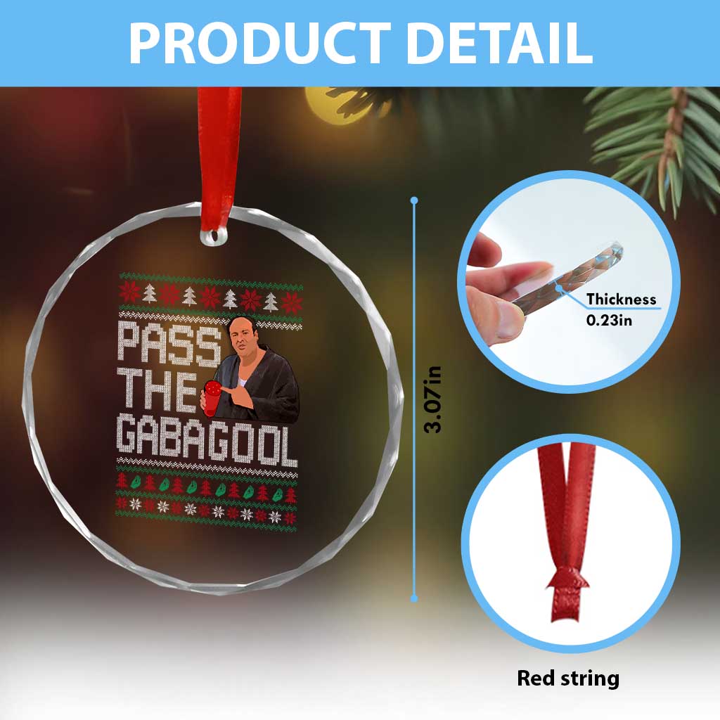Funny Pass The Gabagool Christmas Crystal Glass Ornament Italian Food Xmas Mafia Movie - Wonder Print Shop