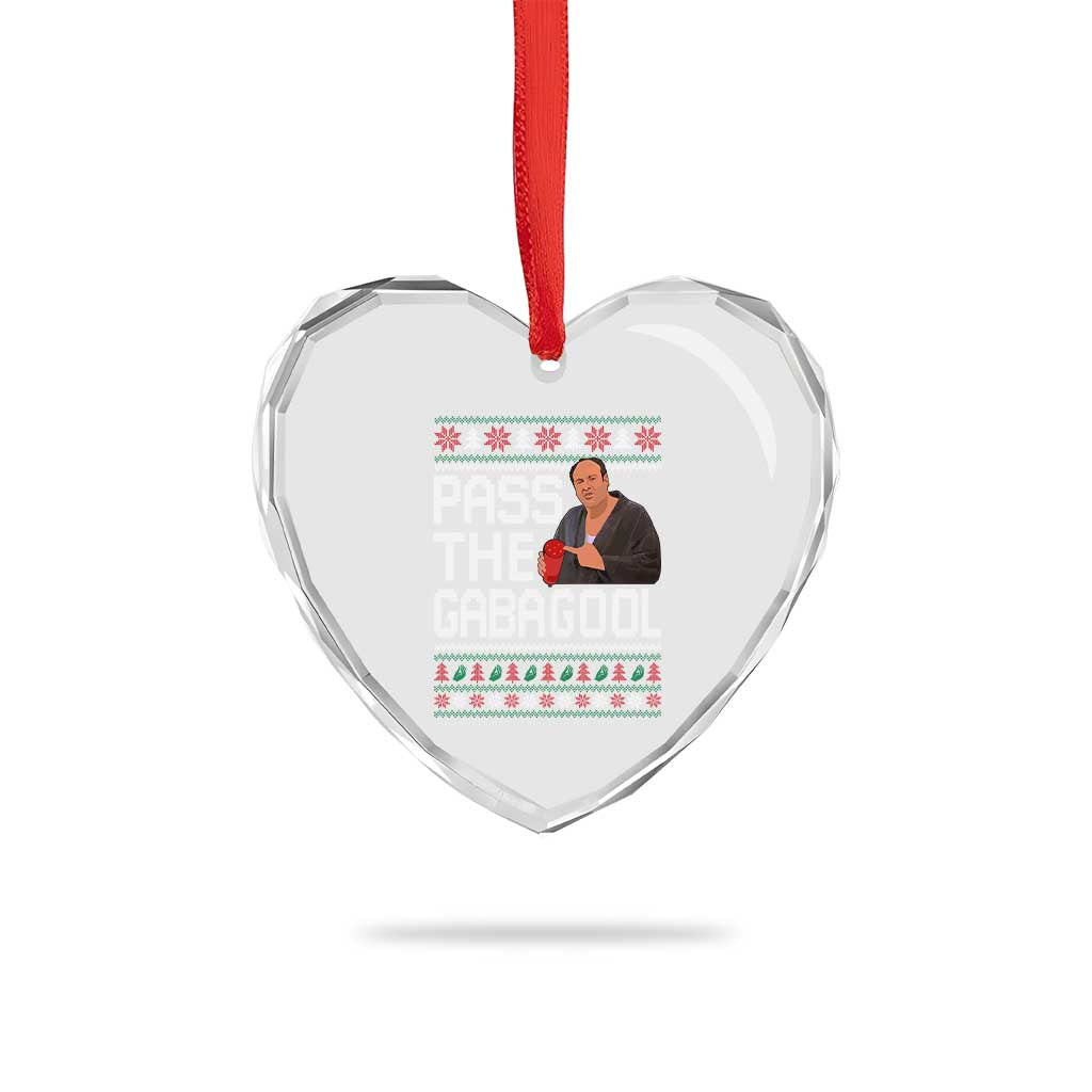Funny Pass The Gabagool Christmas Heart Crystal Glass Ornament Italian Food Xmas Mafia Movie - Wonder Print Shop