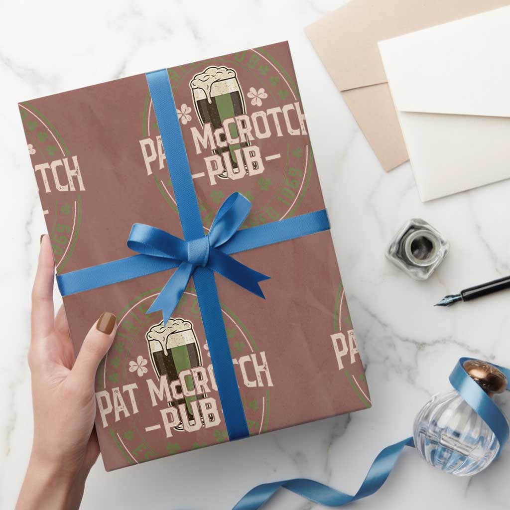 Funny Pat McCrotch Irish Pub Wrapping Paper Roll St Patricks Day Adult Humor Party Drinking