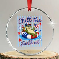 Funny Patriotic Alligator Crystal Glass Ornament Chill The Fourth Out