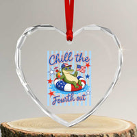 Funny Patriotic Alligator Heart Crystal Glass Ornament Chill The Fourth Out
