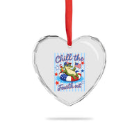 Funny Patriotic Alligator Heart Crystal Glass Ornament Chill The Fourth Out