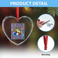 Funny Patriotic Alligator Heart Crystal Glass Ornament Chill The Fourth Out