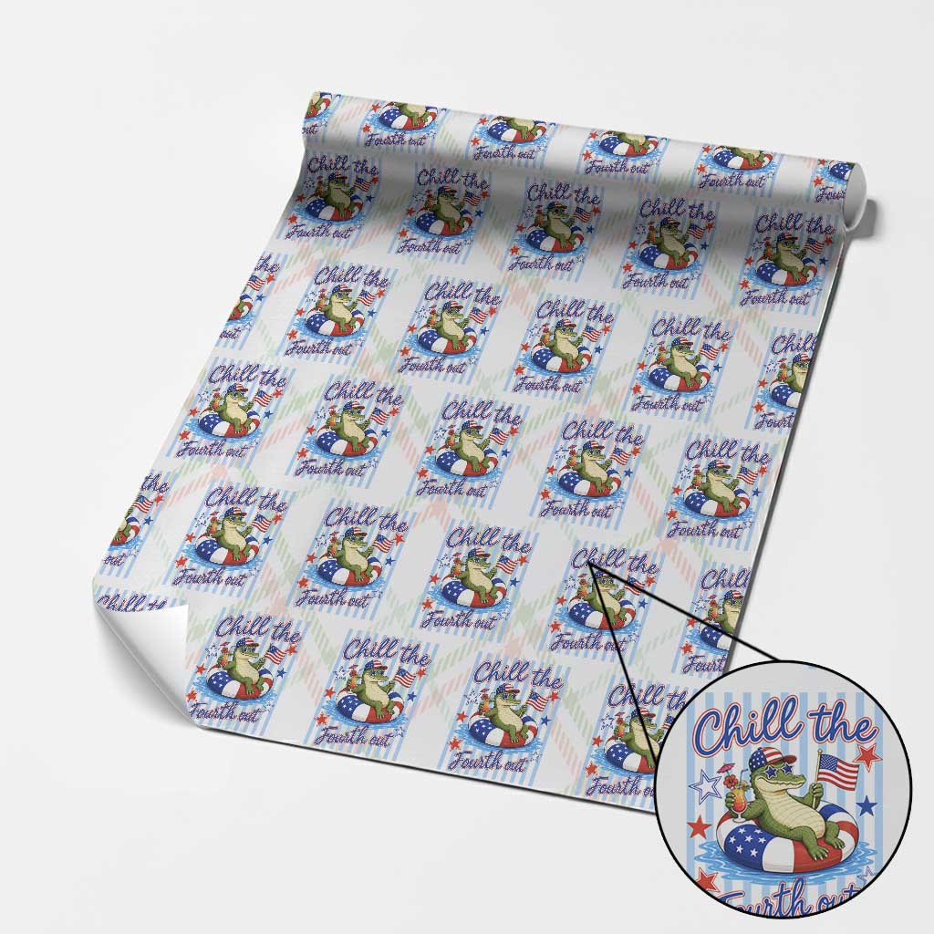 Funny Patriotic Alligator Wrapping Paper Roll Chill The Fourth Out