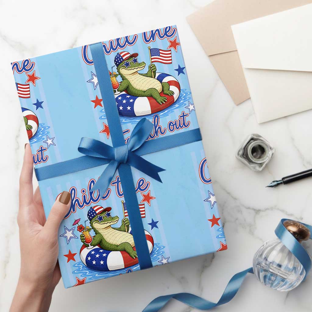 Funny Patriotic Alligator Wrapping Paper Roll Chill The Fourth Out
