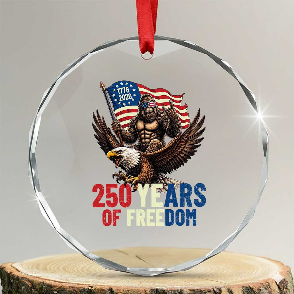 Funny Patriotic Bigfoot Crystal Glass Ornament 250 Years Of American Freedom