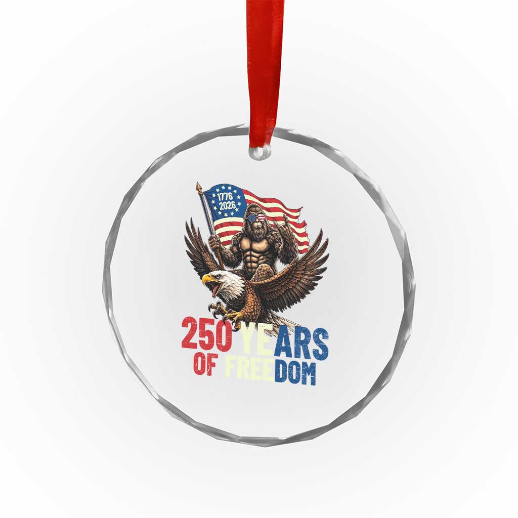 Funny Patriotic Bigfoot Crystal Glass Ornament 250 Years Of American Freedom