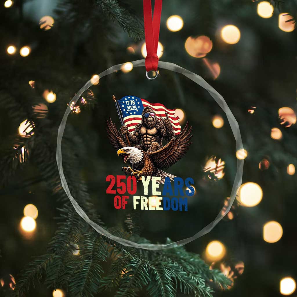 Funny Patriotic Bigfoot Crystal Glass Ornament 250 Years Of American Freedom