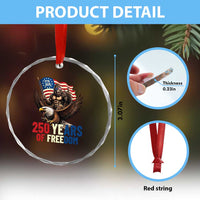Funny Patriotic Bigfoot Crystal Glass Ornament 250 Years Of American Freedom