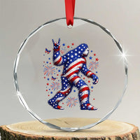 Funny Patriotic Bigfoot Crystal Glass Ornament 4th Of July Freedom