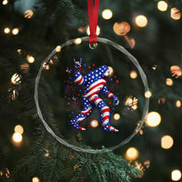 Funny Patriotic Bigfoot Crystal Glass Ornament 4th Of July Freedom
