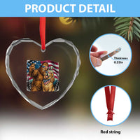 Funny Patriotic Bigfoot Golden Retriever Selfie Squad Heart Crystal Glass Ornament