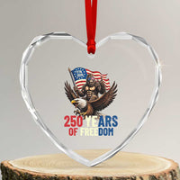 Funny Patriotic Bigfoot Heart Crystal Glass Ornament 250 Years Of American Freedom