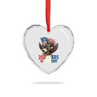 Funny Patriotic Bigfoot Heart Crystal Glass Ornament 250 Years Of American Freedom
