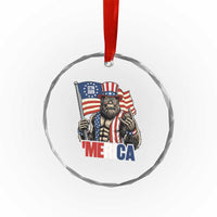Funny Patriotic Bigfoot Merica Rock Crystal Glass Ornament USA 250th Anniversary