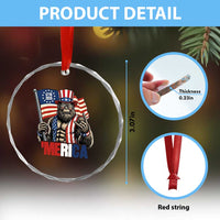 Funny Patriotic Bigfoot Merica Rock Crystal Glass Ornament USA 250th Anniversary