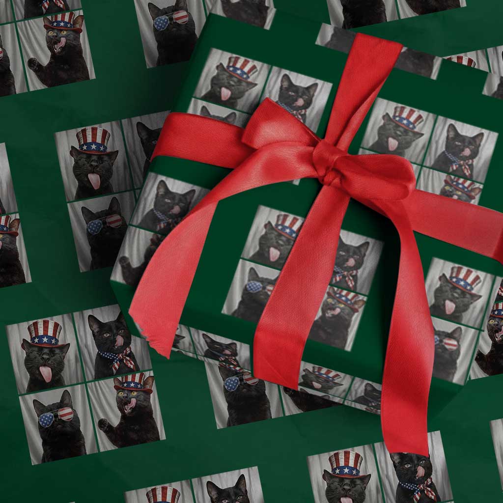 Funny Patriotic Black British Shorthair Cat Selfie Wrapping Paper Roll