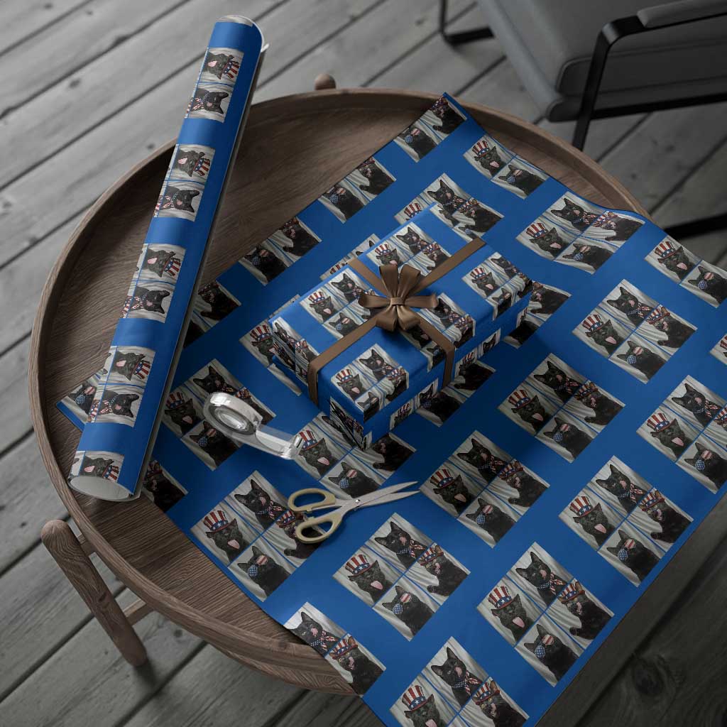 Funny Patriotic Black British Shorthair Cat Selfie Wrapping Paper Roll