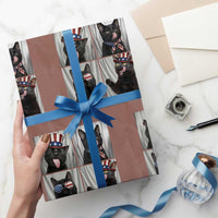 Funny Patriotic Black British Shorthair Cat Selfie Wrapping Paper Roll