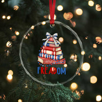 Funny Patriotic Book Lover Gift Crystal Glass Ornament Freadom