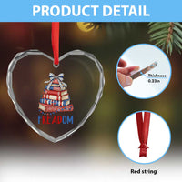 Funny Patriotic Book Lover Gift Heart Crystal Glass Ornament Freadom