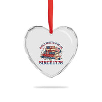 Funny Patriotic Book Lover Gift Heart Crystal Glass Ornament Read White Blue Since 1776